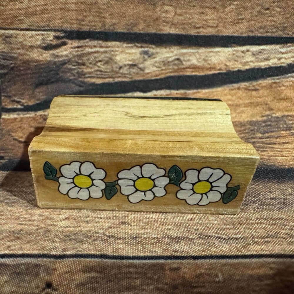 Daisy Flower Rubber Stamp Border Wooden Block White Daisies Scrapbooking Craft